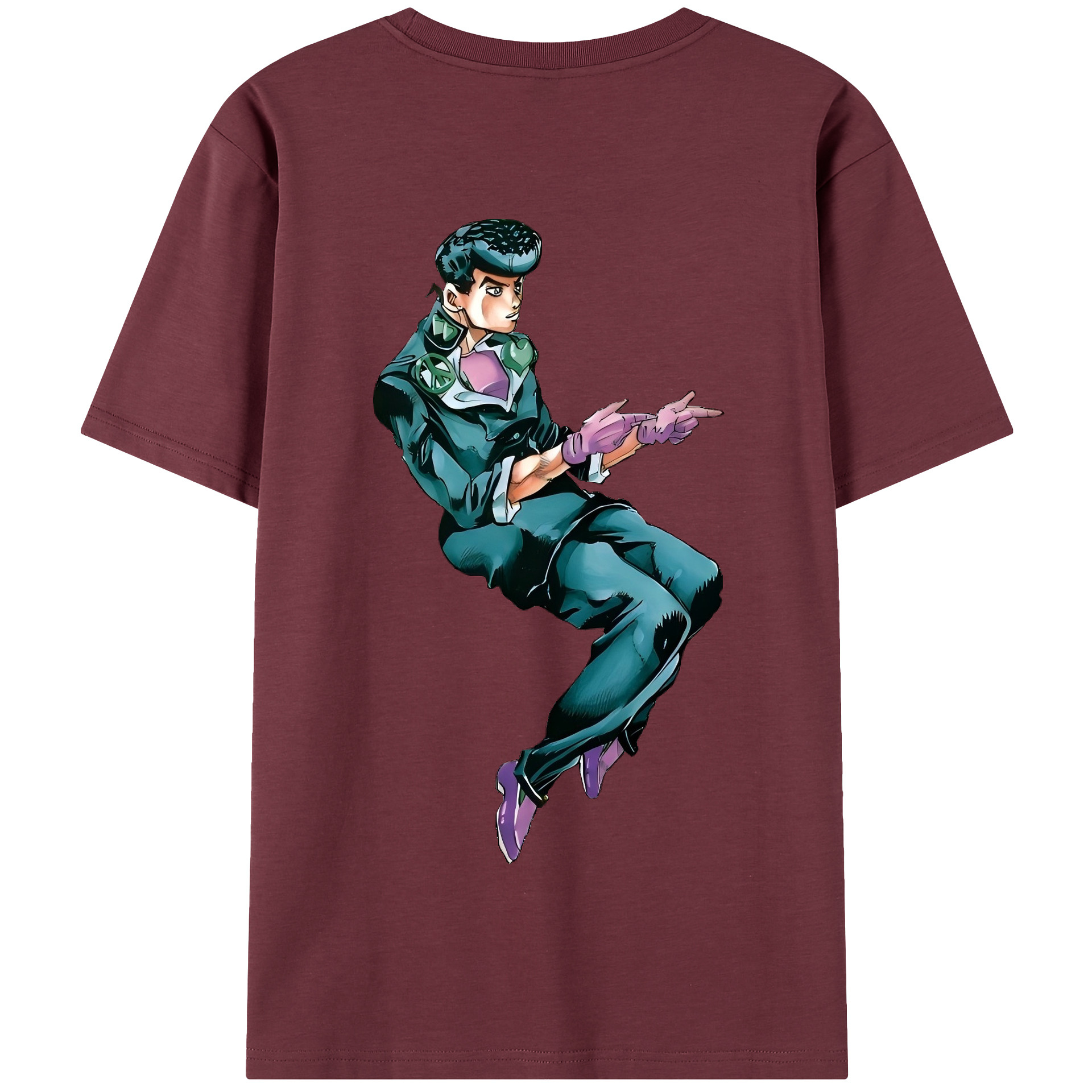 （画像用） ジョジョの奇妙な冒険 ひがしかた じょうすけ JoJo's Bizarre Adventure Higashikata Josuke 綿100％半袖Tシャツ（背面プリント）